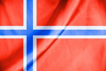 Fototapeta premium Flag of Norway silk fabric background
