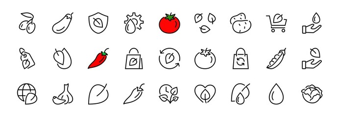 ECOLOGY Vector Line Icons Set, contains icons such as photosynthesis, environmental protection, eco-friendly packaging, growth time, editable stroke, Keep Ecology