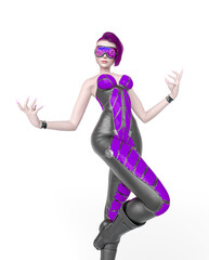 Fototapeta na wymiar cyber punk girl on futuristic suit