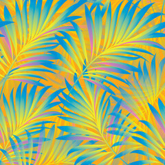 Palm. Pattern from tropical branches of plants and trees. Vector image. 
