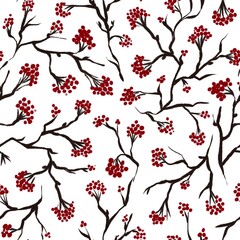 Abstract seamless pattern with branches and berries. Design for fabric, textile, wallpaper and packaging 