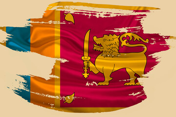 silk national flag of sri lanka, creative grunge brushstroke flag on isolated background, concept...