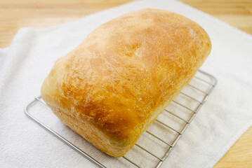 Fresh Baked Bread Cooling on a Wire Rack