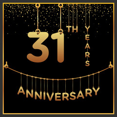 31th years anniversary, vector design for anniversary celebration with gold color on black background, simple and luxury design. logo vector template