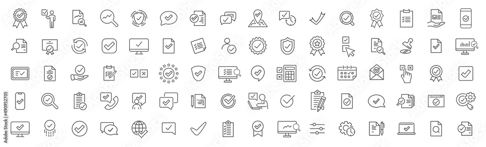 Aufkleber Check and audit line icons collection. Big UI icon set. Thin outline icons pack. Vector illustration eps10