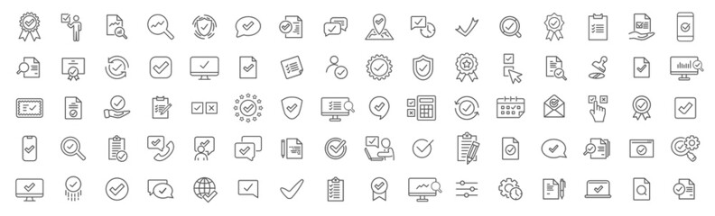 Check and audit line icons collection. Big UI icon set. Thin outline icons pack. Vector illustration eps10