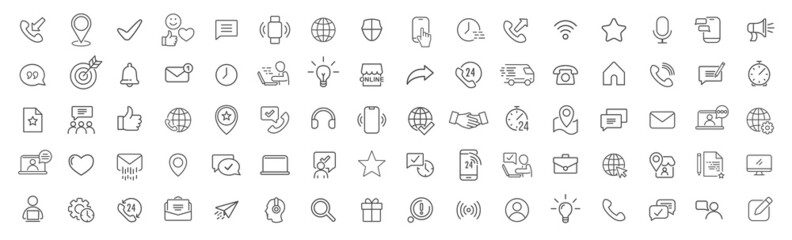 Contact us line icons collection. Big UI icon set. Thin outline icons pack. Vector illustration eps10 - obrazy, fototapety, plakaty