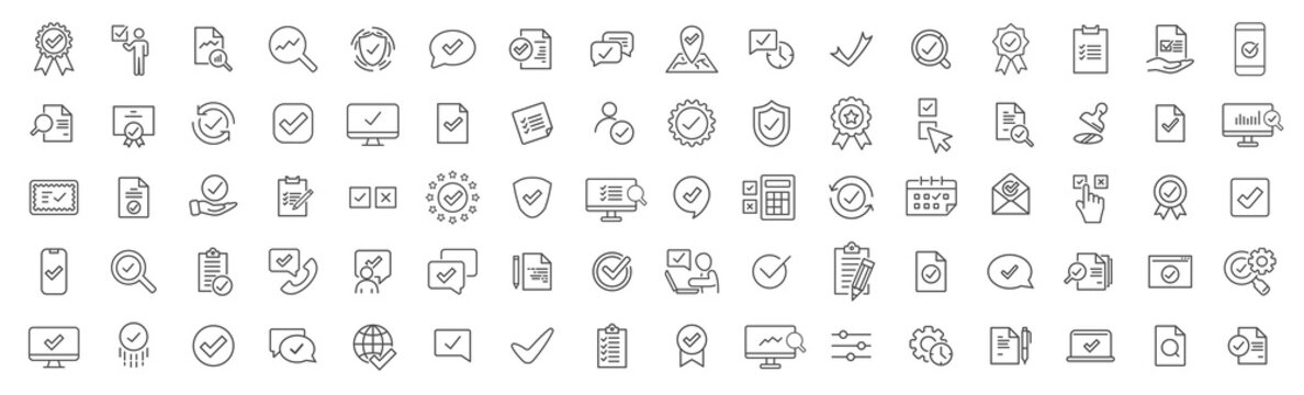 Check and audit line icons collection. Big UI icon set. Thin outline icons pack. Vector illustration eps10