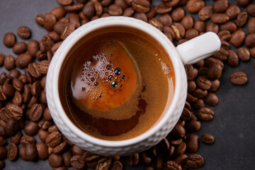 cup with italian coffee, breakfast