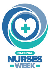 National Nurses Week. Medical and health care concept. Fighters against viruses and diseases. Thank you nurses. In honour of the nurses and doctors. Celebrated annual in United States. Vector poster