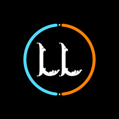 Obraz na płótnie Canvas LL Letter Logo. black background.
