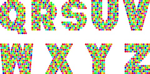font with multicolored dots 