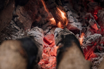 burning firewood in the mountain of the peruvian andes