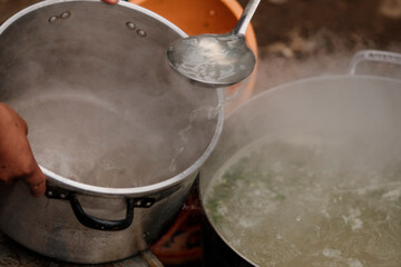 pot with boiled chamomile made in the mountains of Peru