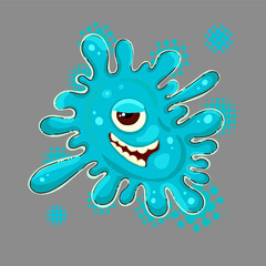 blue blot happy monster. Vector illustration