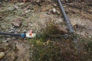 water pipe in the mountain of peru