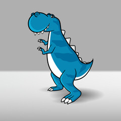 Cute blue t-rex dinosaur. Free Vector flat cartoon style.