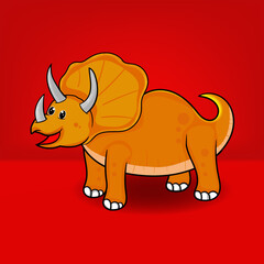 Triceratops dinosaur cartoon character. Free vector illustration.