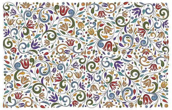 Abstract floral background. Vector ornament pattern. Paisley elements. Great for fabric, invitation, wallpaper, decoration, packaging or any desired idea.