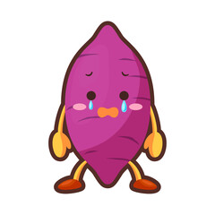 涙を流すかわいいサツマイモのキャラクターのイラスト