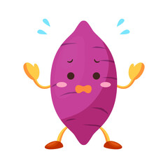 焦っているかわいいサツマイモのキャラクターのイラスト