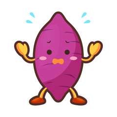 焦っているかわいいサツマイモのキャラクターのイラスト