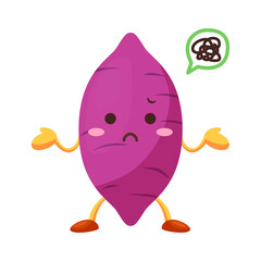 不機嫌なかわいいサツマイモのキャラクターのイラスト