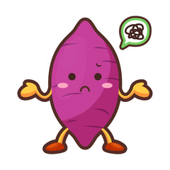 不機嫌なかわいいサツマイモのキャラクターのイラスト