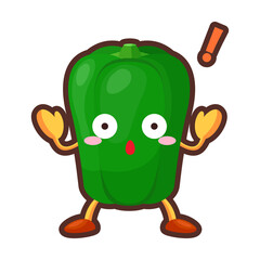 ビックリしている可愛いピーマンのキャラクターのイラスト