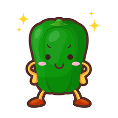 得意気な顔をした可愛いピーマンのキャラクターのイラスト