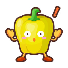 ビックリしている可愛いパプリカのキャラクターのイラスト