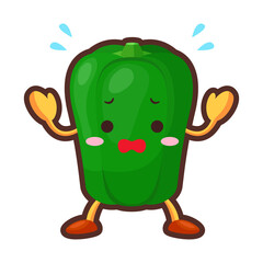 焦っている可愛いピーマンのキャラクターのイラスト