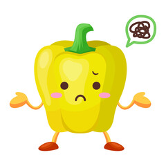 不機嫌な顔をした可愛いパプリカのキャラクターのイラスト