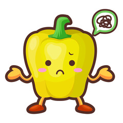 不機嫌な顔をした可愛いパプリカのキャラクターのイラスト