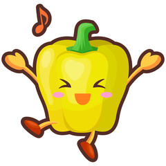 とても喜んでいる可愛いパプリカのキャラクターのイラスト