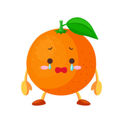 涙を流す可愛いオレンジのキャラクターのイラスト