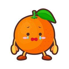 涙を流す可愛いオレンジのキャラクターのイラスト