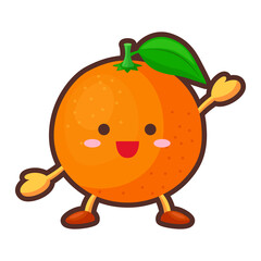 手を挙げる可愛いオレンジのキャラクターのイラスト