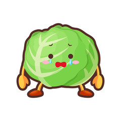 涙を流す可愛いキャベツのキャラクターのイラスト
