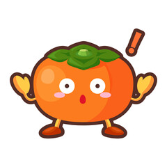 ビックリしているかわいい柿のキャラクターのイラスト
