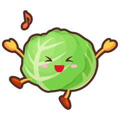 とても喜んでいる可愛いキャベツのキャラクターのイラスト
