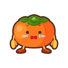 涙を流すかわいい柿のキャラクターのイラスト