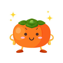 得意気な顔をしたかわいい柿のキャラクターのイラスト