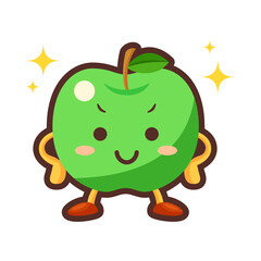 得意気な顔をしたかわいい青りんごのキャラクターのイラスト