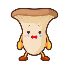 涙を流すかわいいエリンギのキャラクターのイラスト