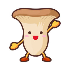 手を挙げるかわいいエリンギのキャラクターのイラスト