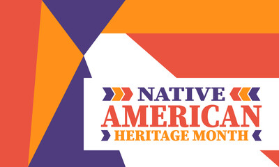 Native American Heritage Month. American Indian culture. Celebrate annual in in November in United States. Tradition Indian pattern. Poster and banner. Vector authentic ornament, ethnic illustration