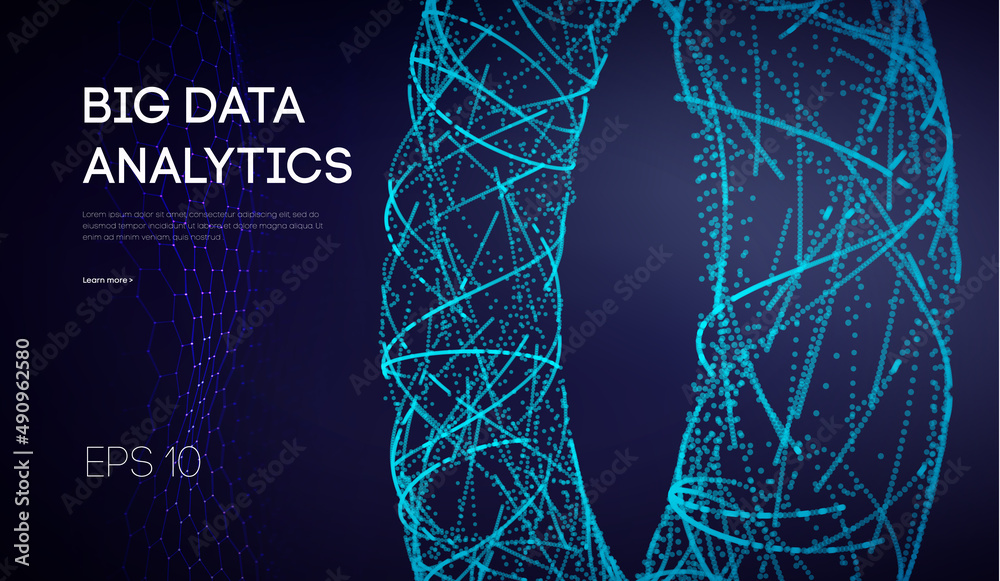 Poster big data network information background. internet analytics and computer technology. business analys