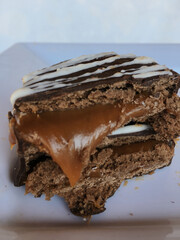 Typical Argentine chocolate and dulce de leche alfajores for tea