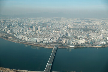 Fototapeta premium Korea Seoul, environmental pollution due to fine dust is serious now. 